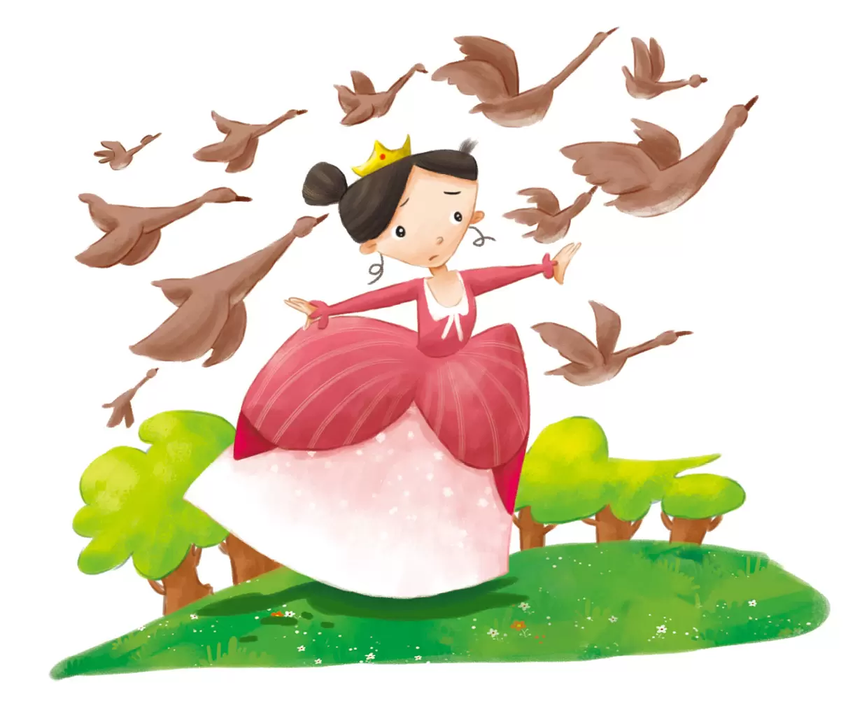 8月15 周一 每日儿童睡前故事：安徒生童话野天鹅插图-西米麦田