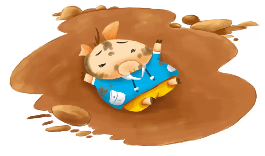 8月24 周三 每日儿童睡前故事：脏兮兮的小猪插图-西米麦田